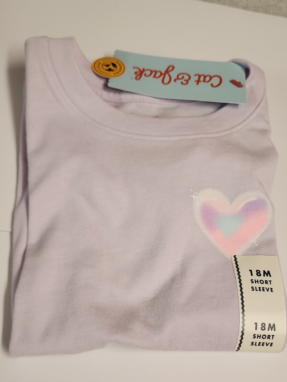 Cat & Jack Lavender Short Sleeve Tee with Pastel Heart